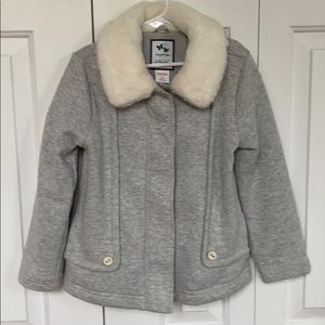 Girls Gymboree gray jacket w/ faux fur collar